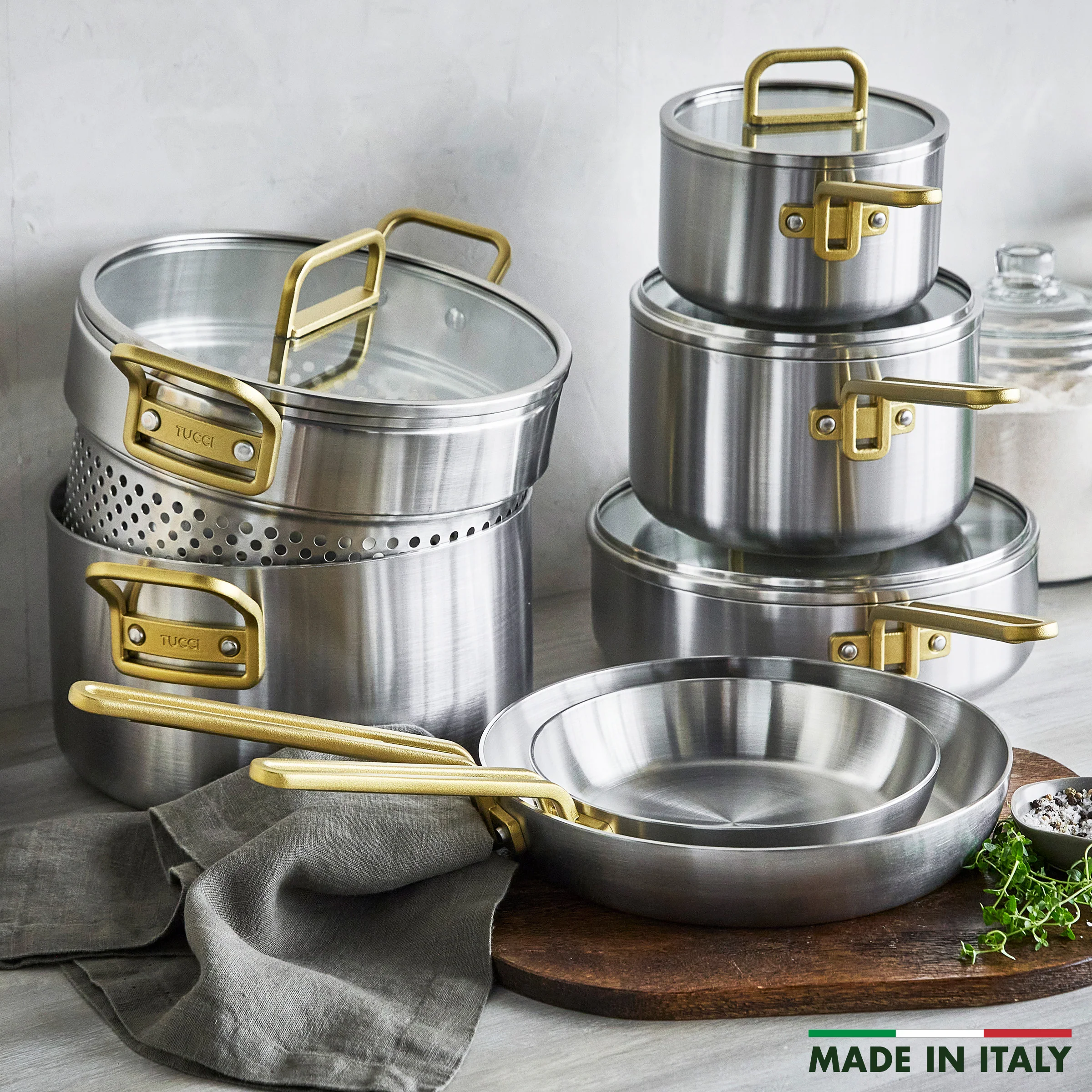 Stanley Tucci™ Uncoated Stainless Steel 11-Piece Cookware Set - Image 3