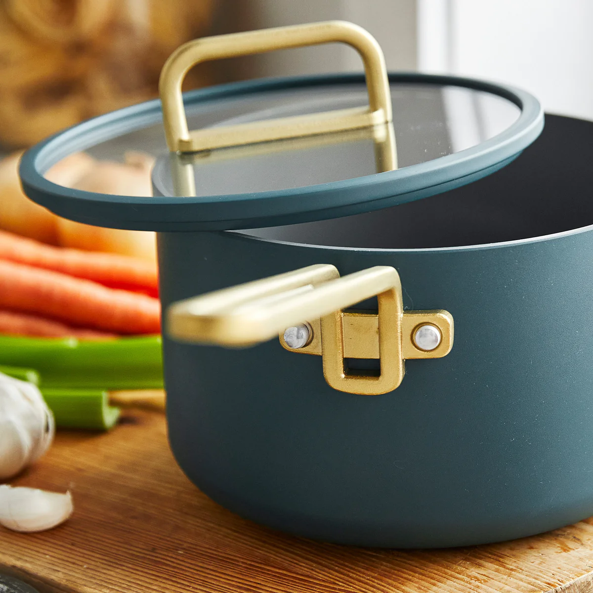 Stanley Tucci™ Ceramic Nonstick 4-Quart Saucepan with Lid | Venetian Teal - Image 4