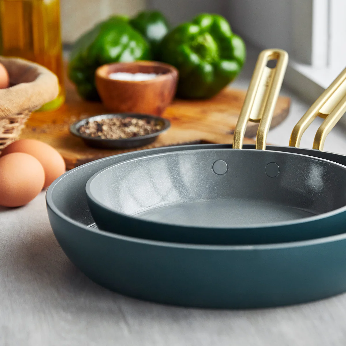 Stanley Tucci™ Ceramic Nonstick 8" and 10" Frypan Set | Venetian Teal - Image 6