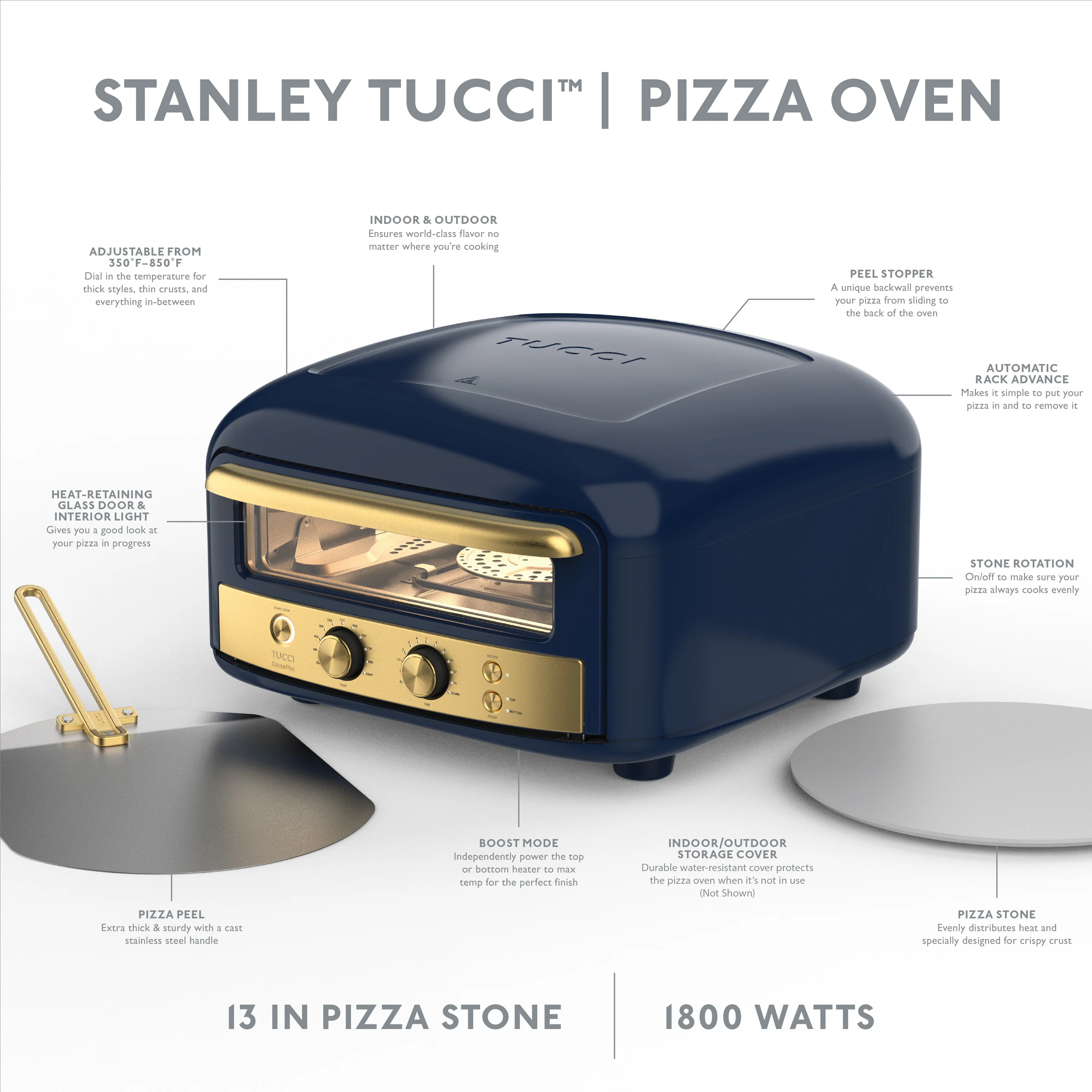 Stanley Tucci™ Indoor and Outdoor Pizza Oven | Marino Blue - Image 6