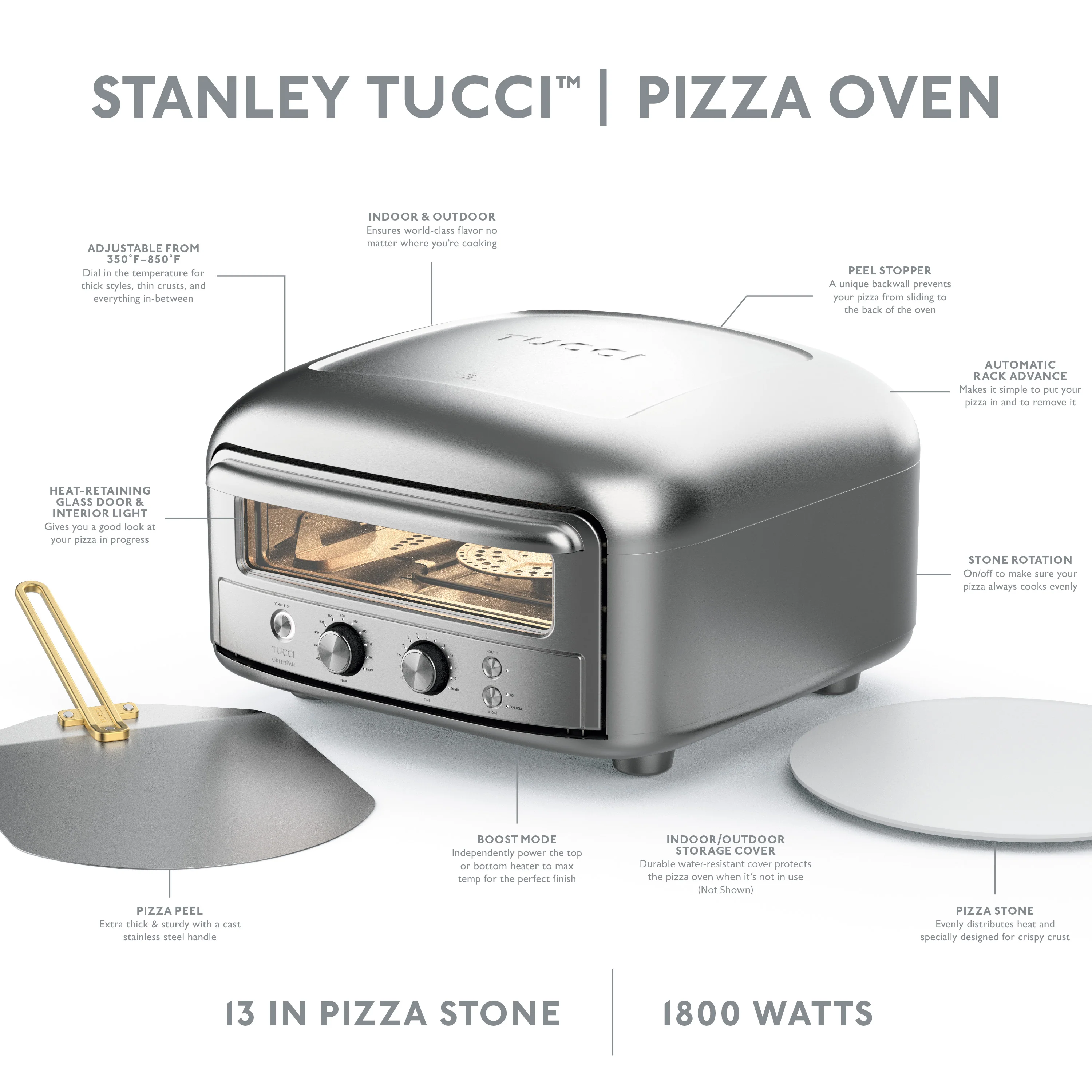 Stanley Tucci™ Indoor and Outdoor Pizza Oven | Stainless Steel - Image 4