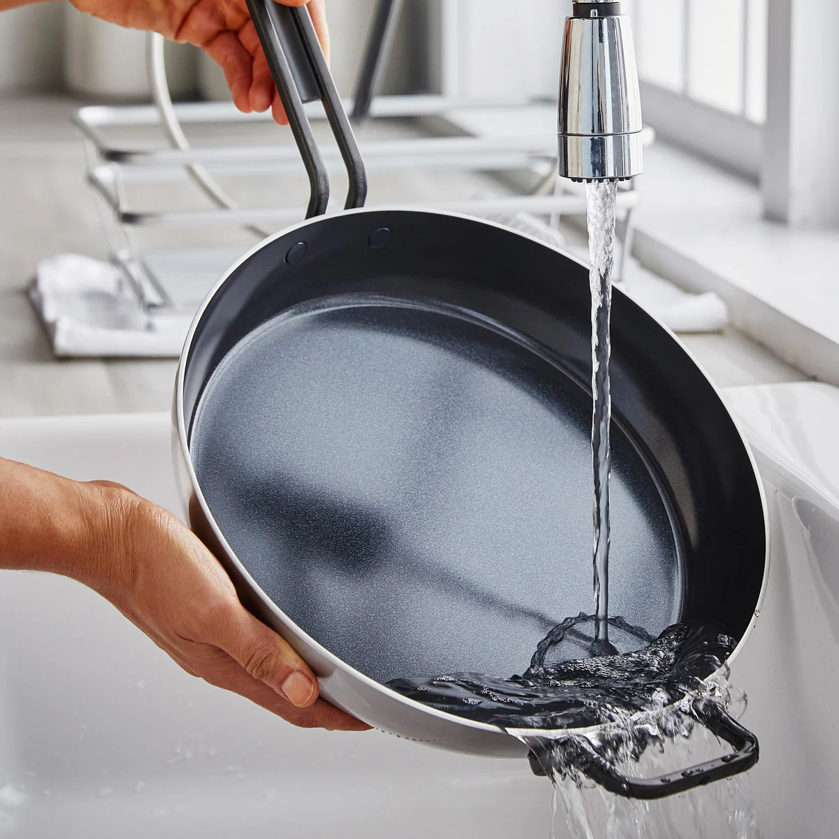 Stanley Tucci™ Stainless Steel Ceramic Nonstick 12" Frypan with Lid | Black Handle - Image 15