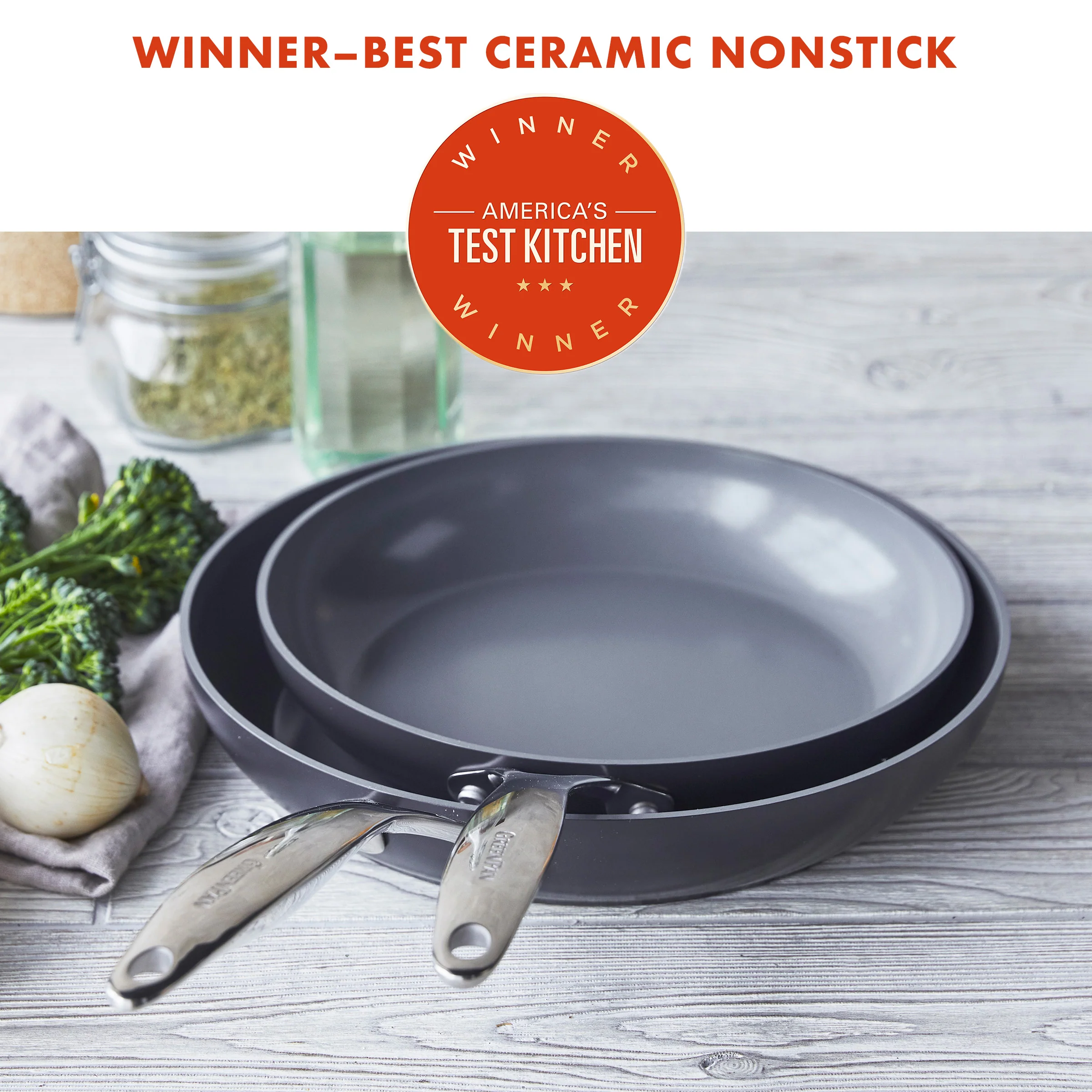Valencia Pro Ceramic Nonstick 10" and 12" Frypan Set - Image 2