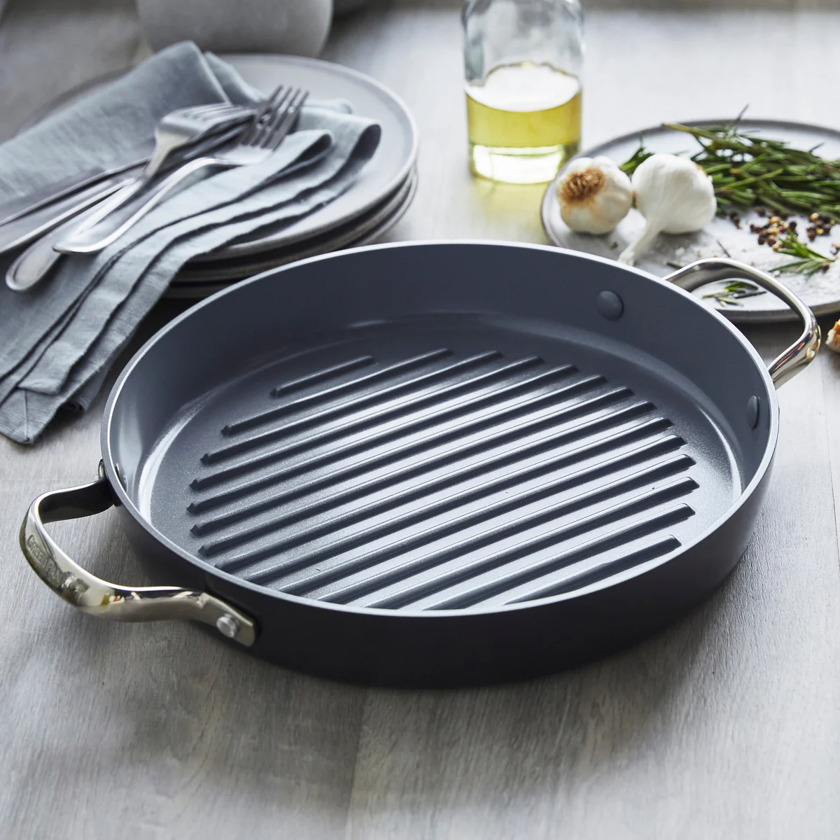 Valencia Pro Ceramic Nonstick 11" Round Grill Pan - Image 3