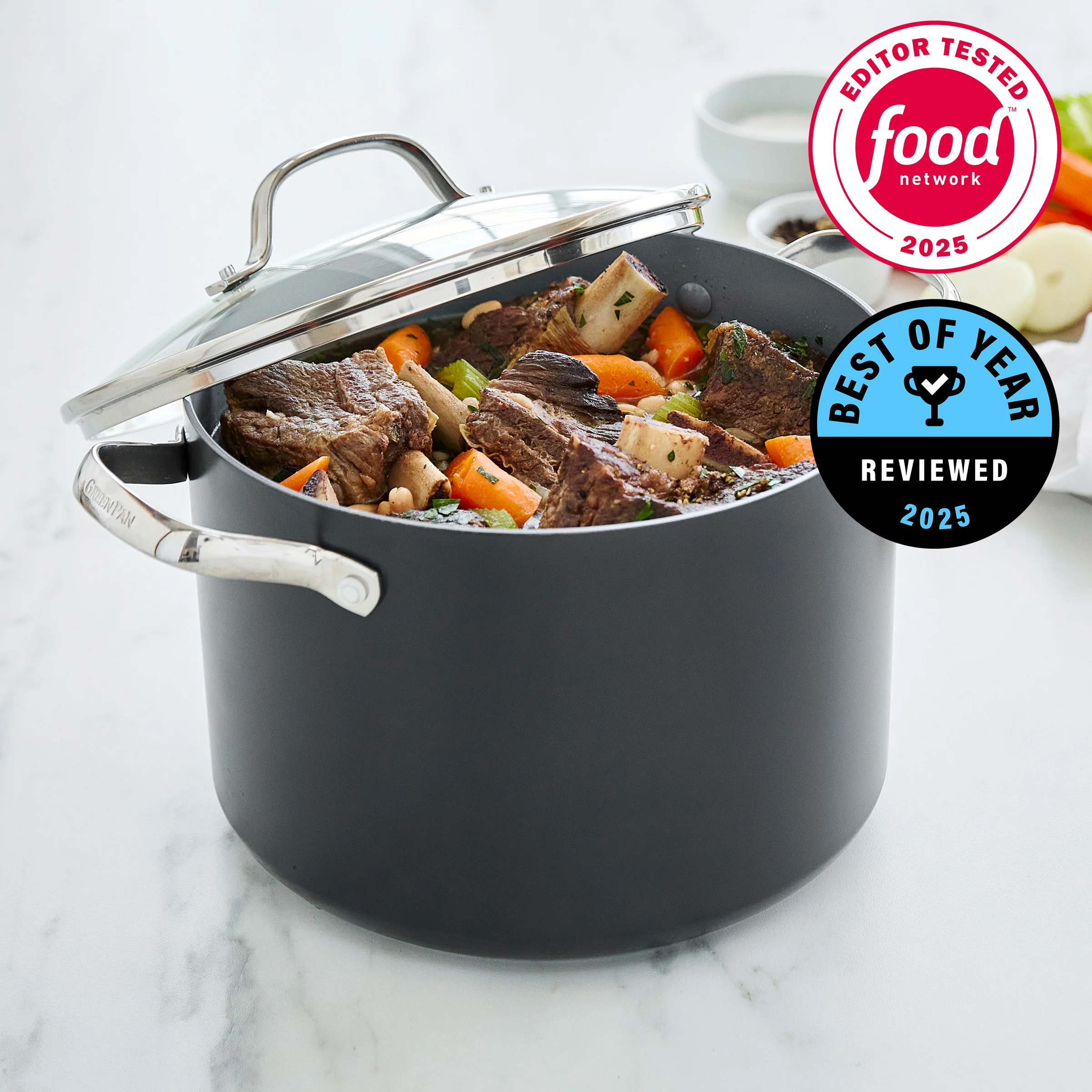Valencia Pro Ceramic Nonstick 8-Quart Stockpot with Lid - Image 2