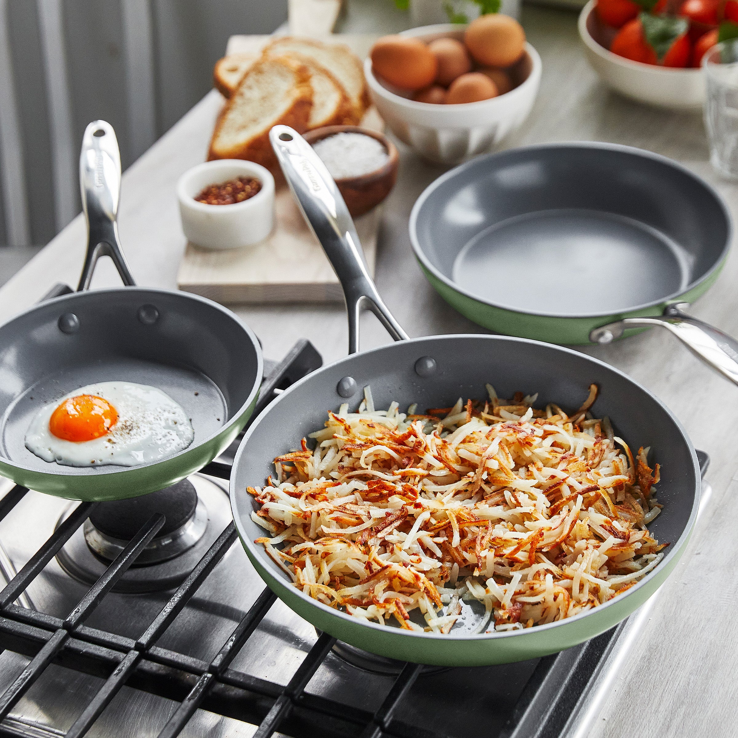 Valencia Pro Ceramic Nonstick 11-Piece Cookware Set | Sage - Image 5