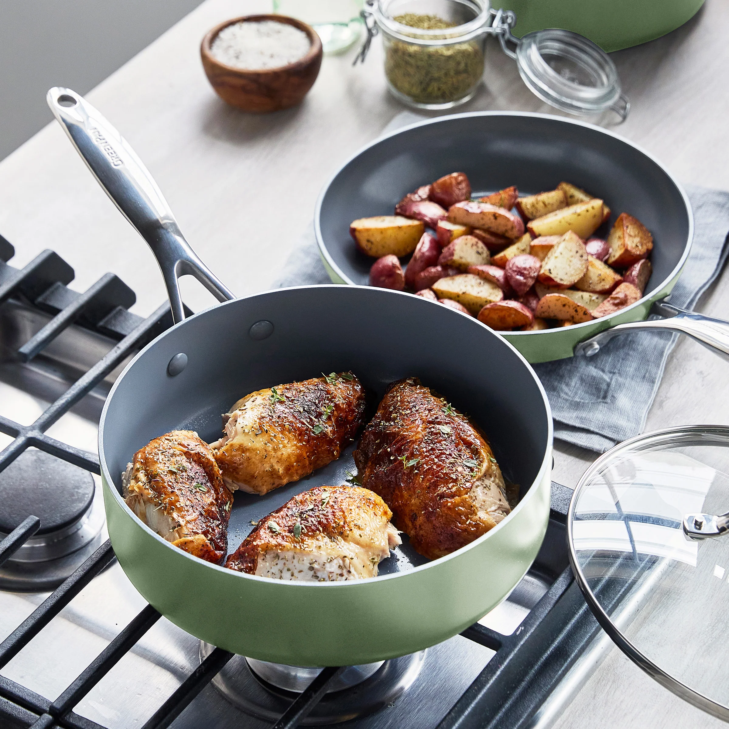 Valencia Pro Ceramic Nonstick 11-Piece Cookware Set | Sage - Image 7
