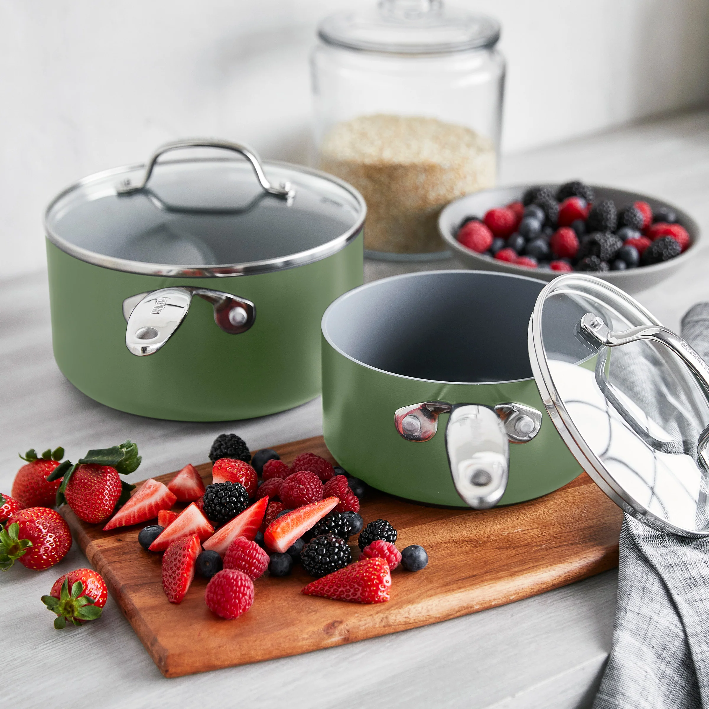 Valencia Pro Ceramic Nonstick 11-Piece Cookware Set | Sage - Image 8