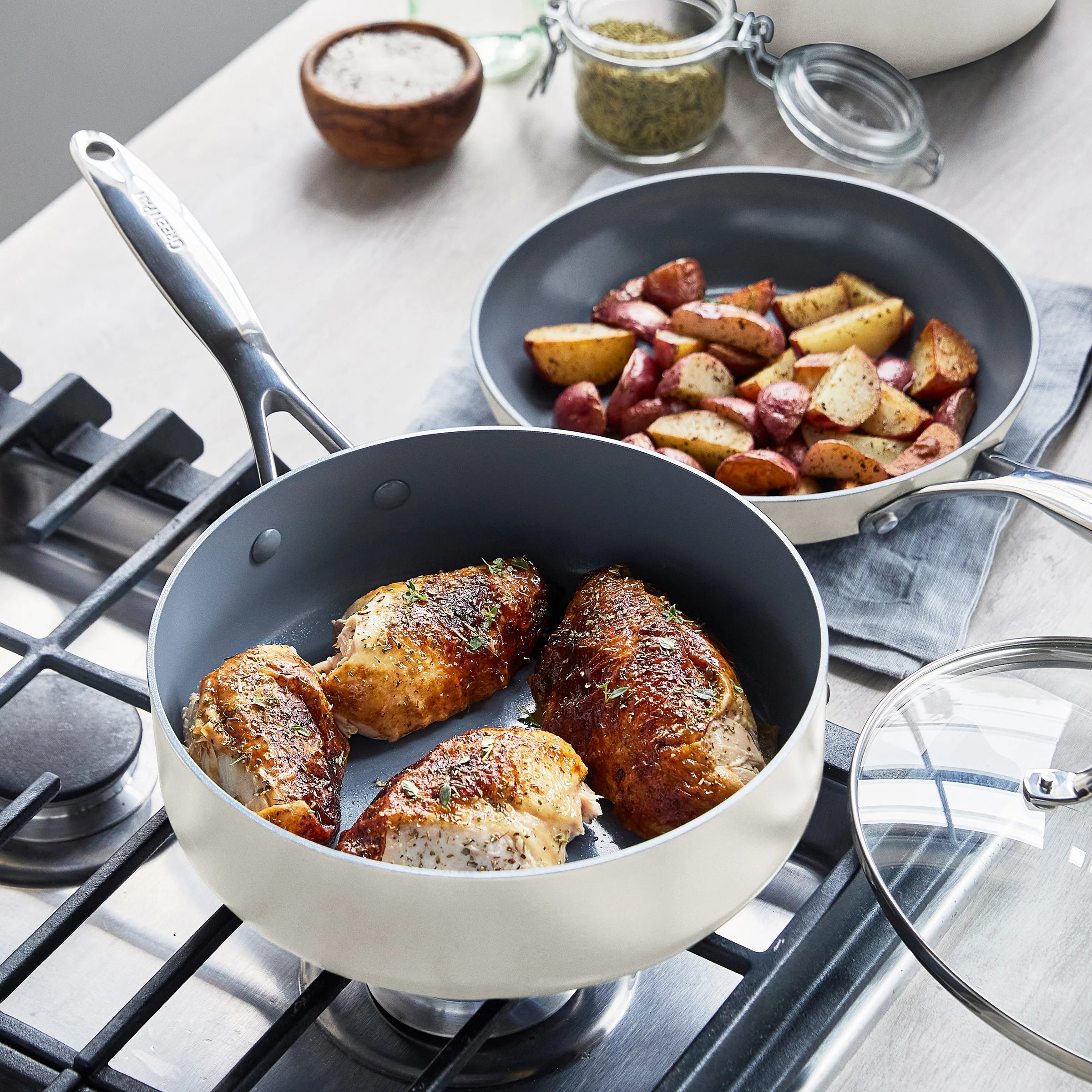 Valencia Pro Ceramic Nonstick 19-Piece Cookware Set | Cream - Image 9