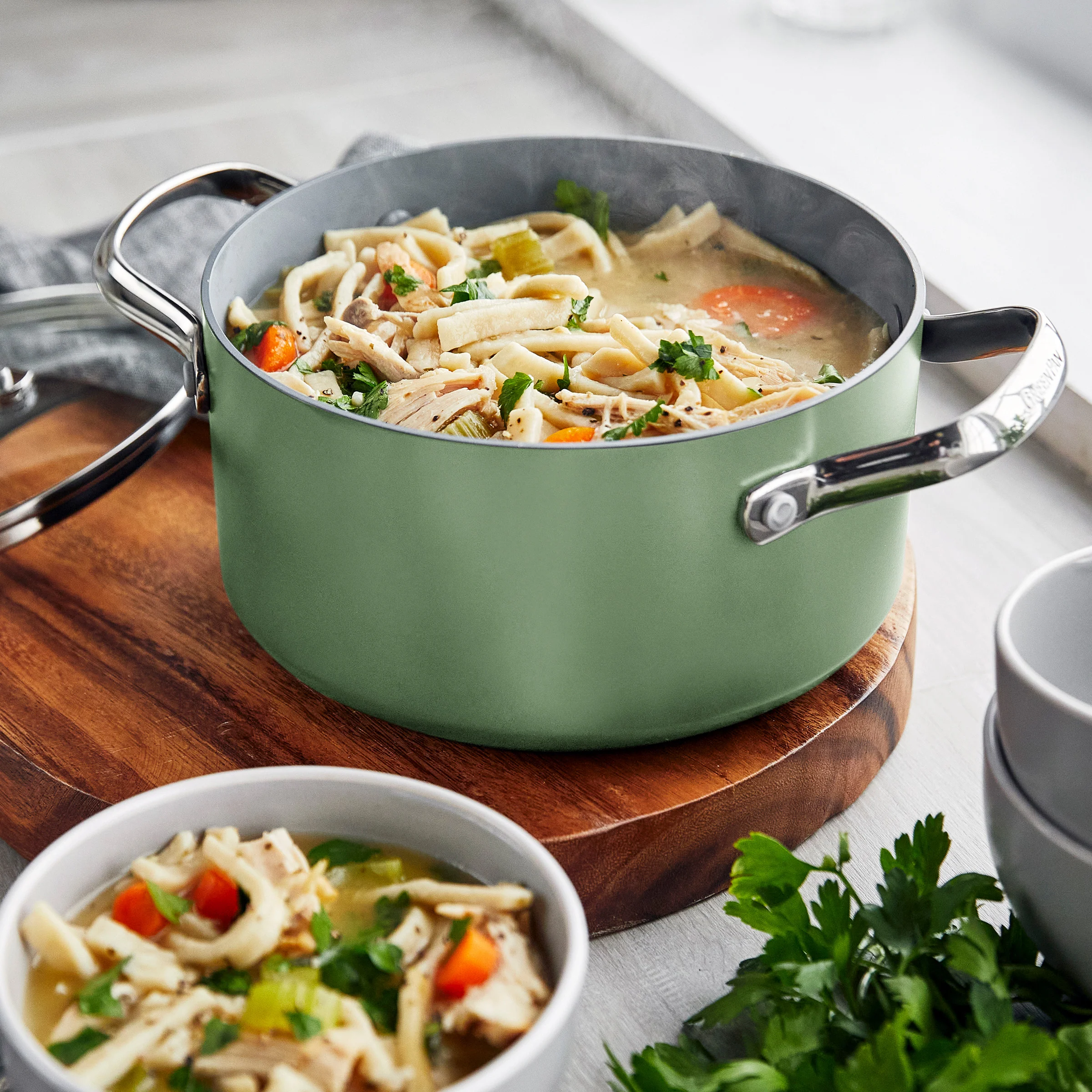 Valencia Pro Ceramic Nonstick 19-Piece Cookware Set | Sage - Image 4