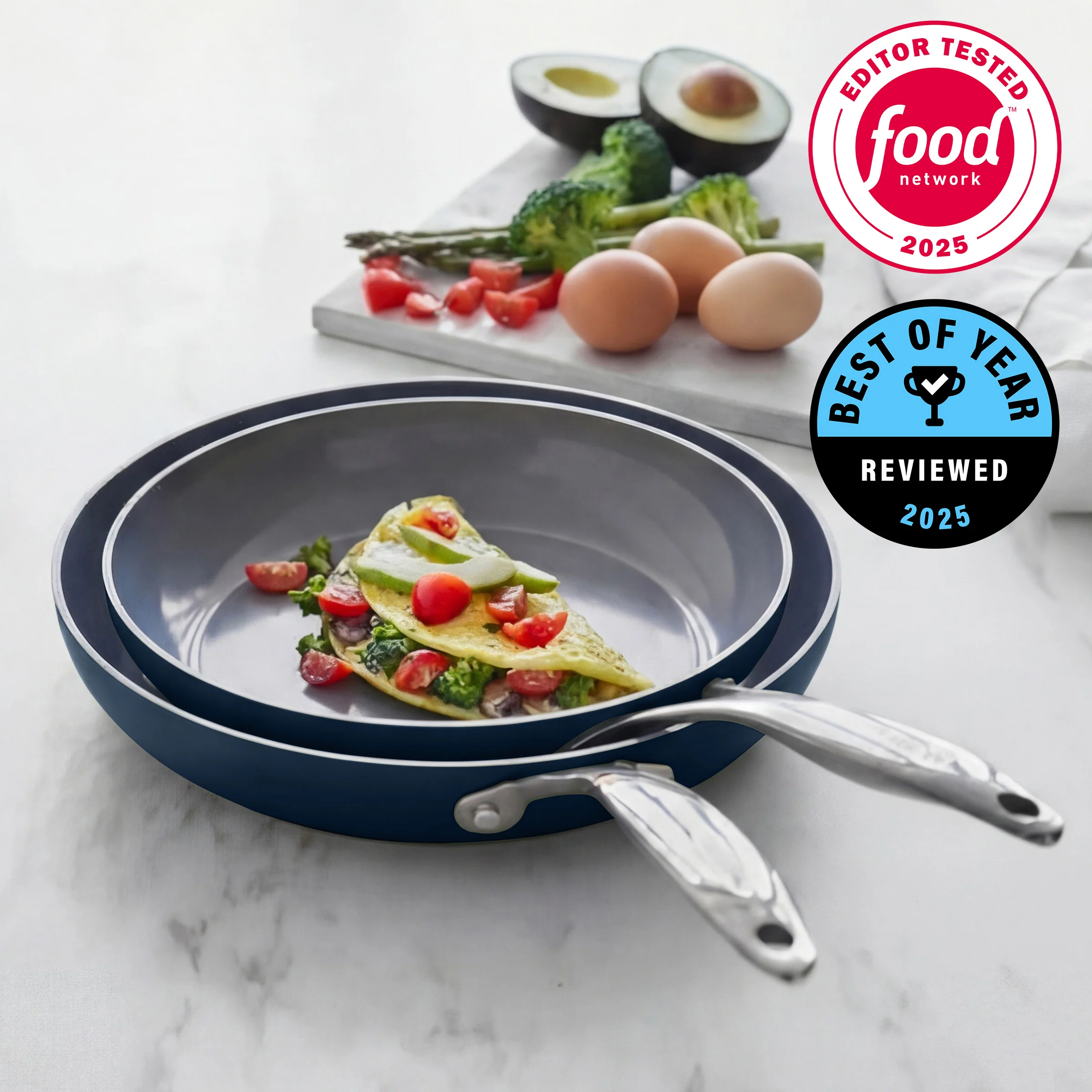 Valencia Pro Ceramic Nonstick 9.5" and 11" Frypan Set | Twilight - Image 3