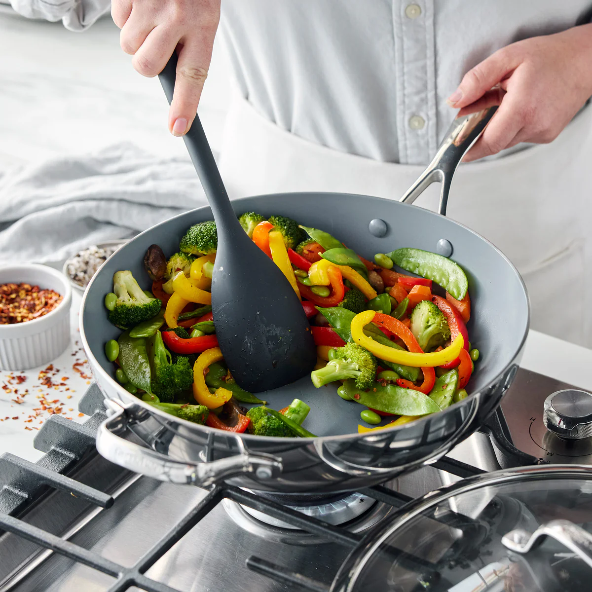 Valencia Pro Stainless Steel 12" Wok with Lid - Image 3