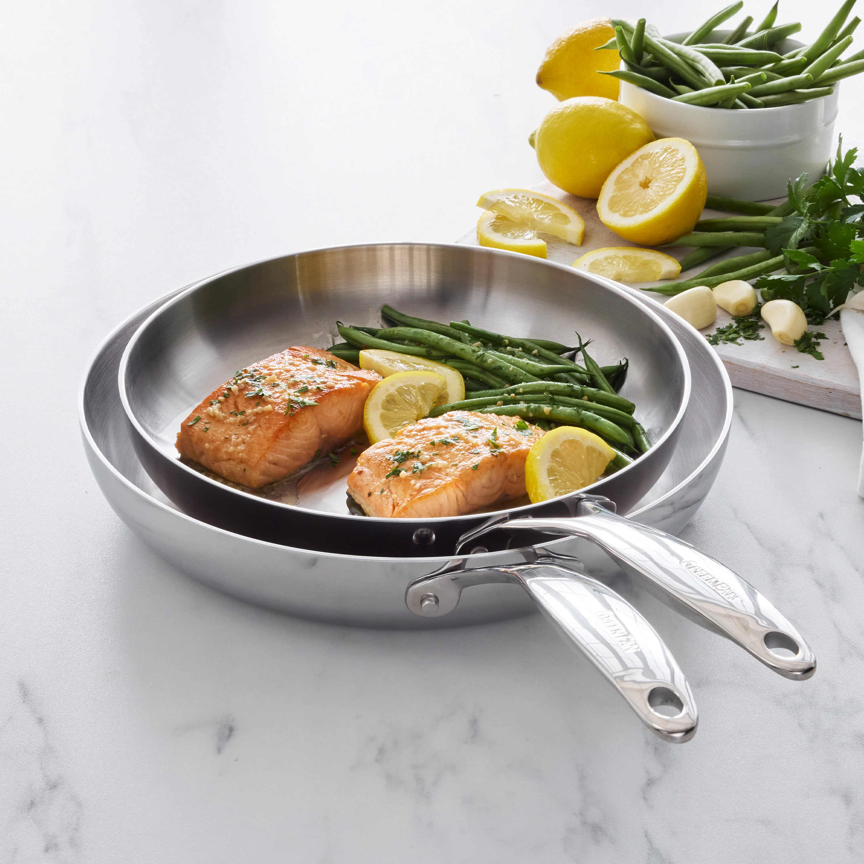 Valencia Pro Stainless Steel Uncoated 10" and 12" Frypan Set - Image 3