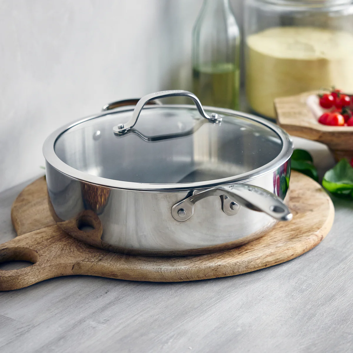 Valencia Pro Stainless Steel Uncoated 5-Quart Sauté Pan with Lid - Image 2