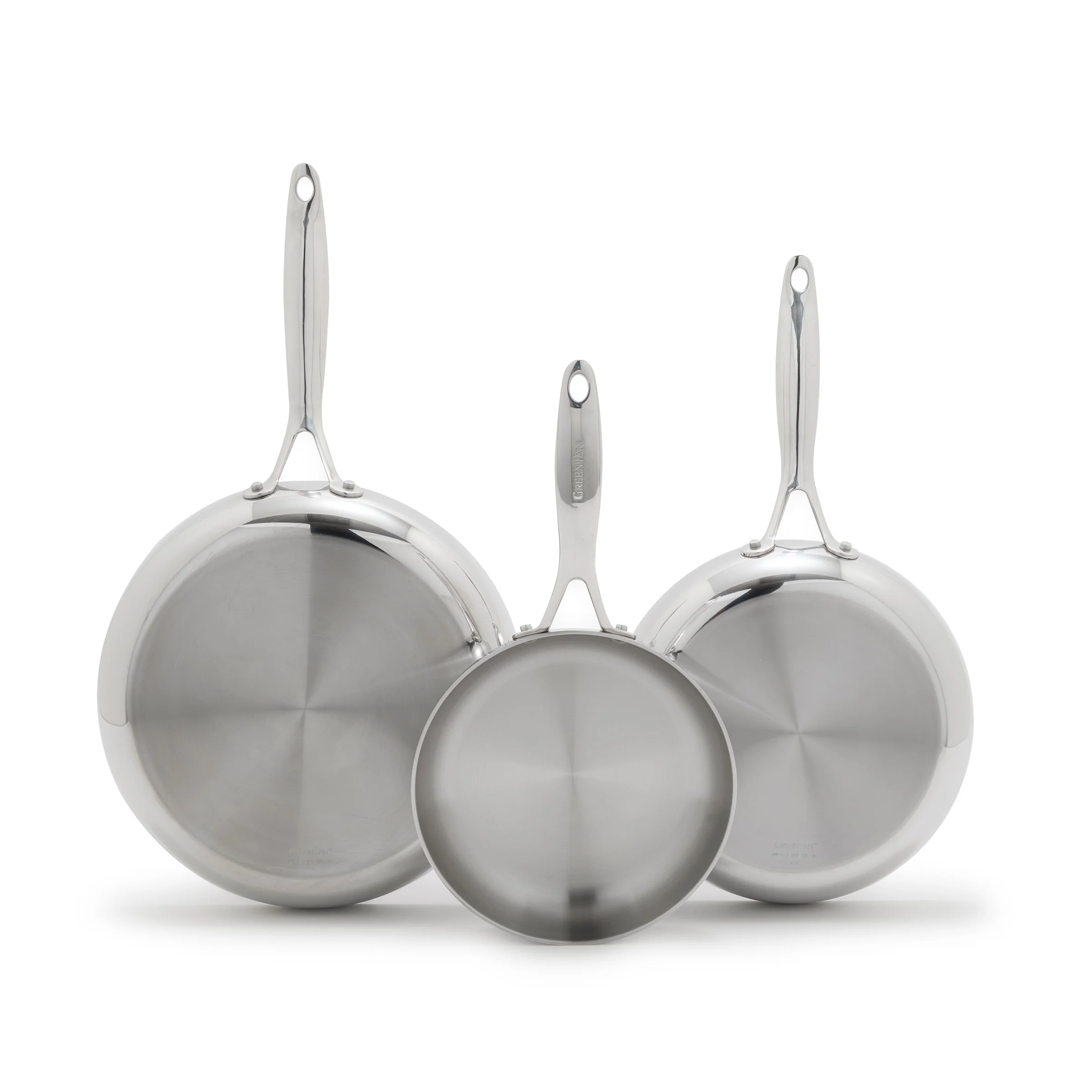 Valencia Pro Stainless Steel Uncoated 8", 9.5" and 11" Frypan Set